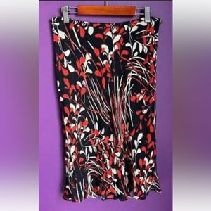 Ann Taylor (Size 12) Silk Lined Subtle Floral Pattern A-Line, Flared Skirt